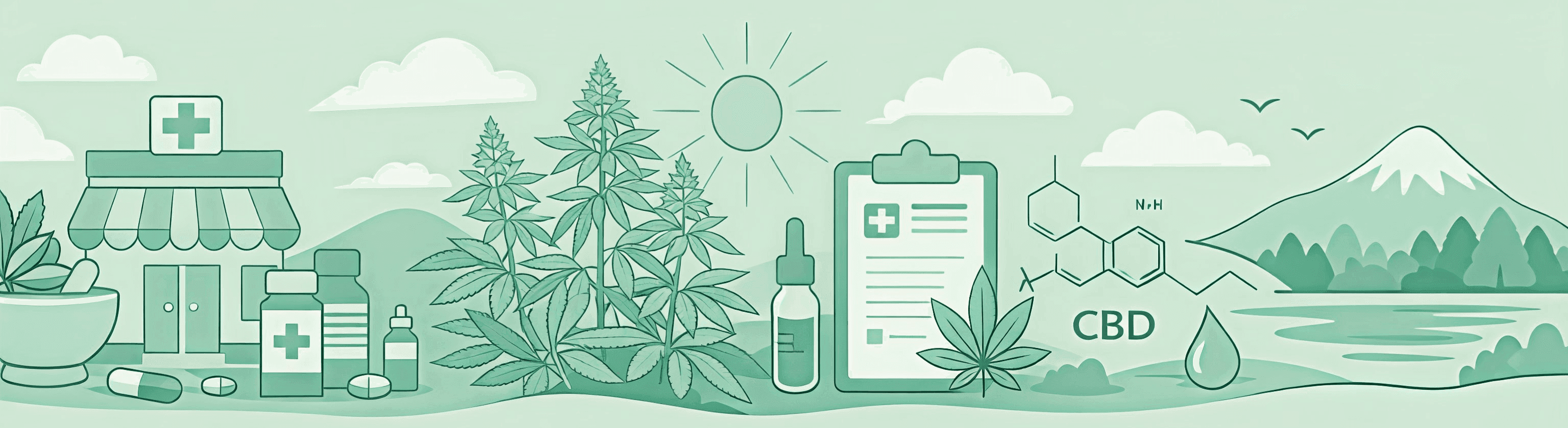 grüne Zeichnung Cannabis Apotheke